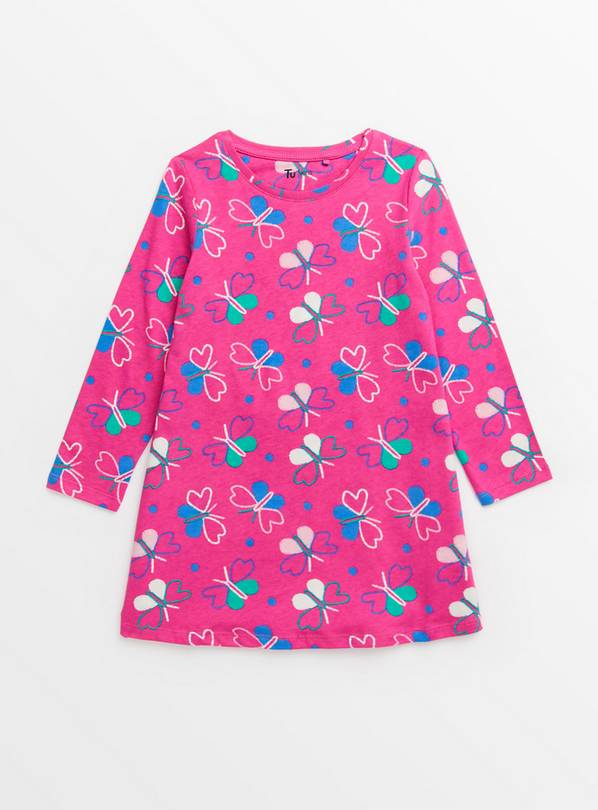 Pink Butterfly Jersey Dress 1.5-2 years
